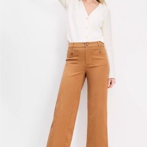 LOFT Palmer High Waisted Wide Leg Corduroy Tan Pants